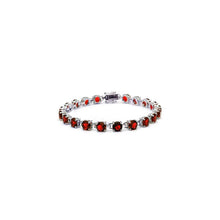 Load image into Gallery viewer, Sterling Silver 16.5CT Round Garnet Bracelet