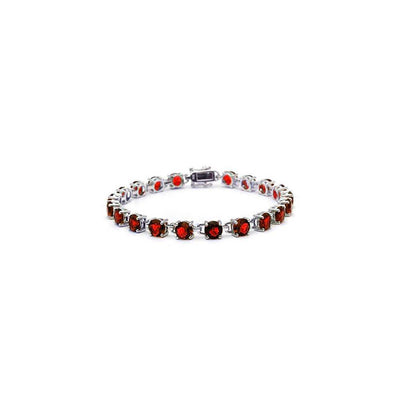 Sterling Silver 16.5CT Round Garnet Bracelet
