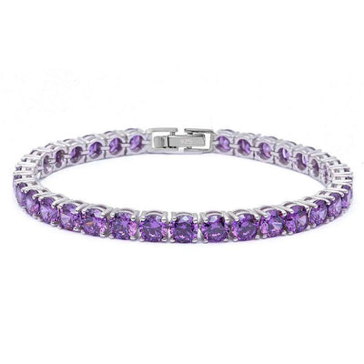 Sterling Silver 14.5CT Round Amethyst Bracelet