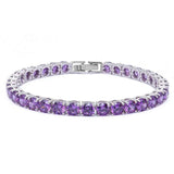 Sterling Silver 14.5CT Round Amethyst Bracelet