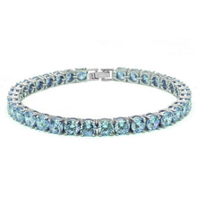 Load image into Gallery viewer, Sterling Silver 14.5CT Round Aquamarine Bracelet