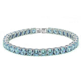 Sterling Silver 14.5CT Round Aquamarine Bracelet