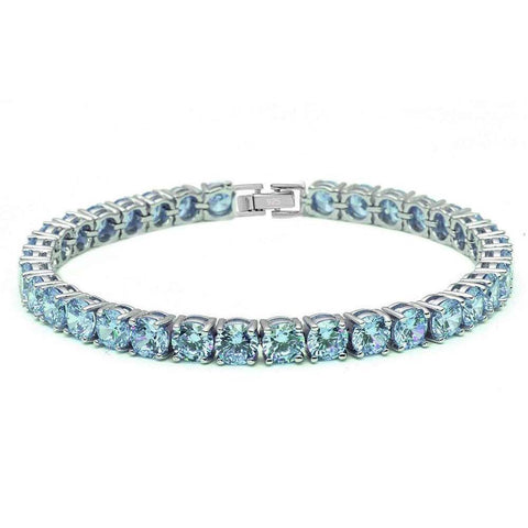 Sterling Silver 14.5CT Round Aquamarine Bracelet