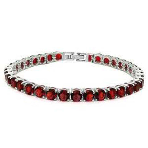 Sterling Silver 14.5CT Round Red Garnet Bracelet