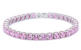 Sterling Silver 14.5CT Round Pink Cz Bracelet