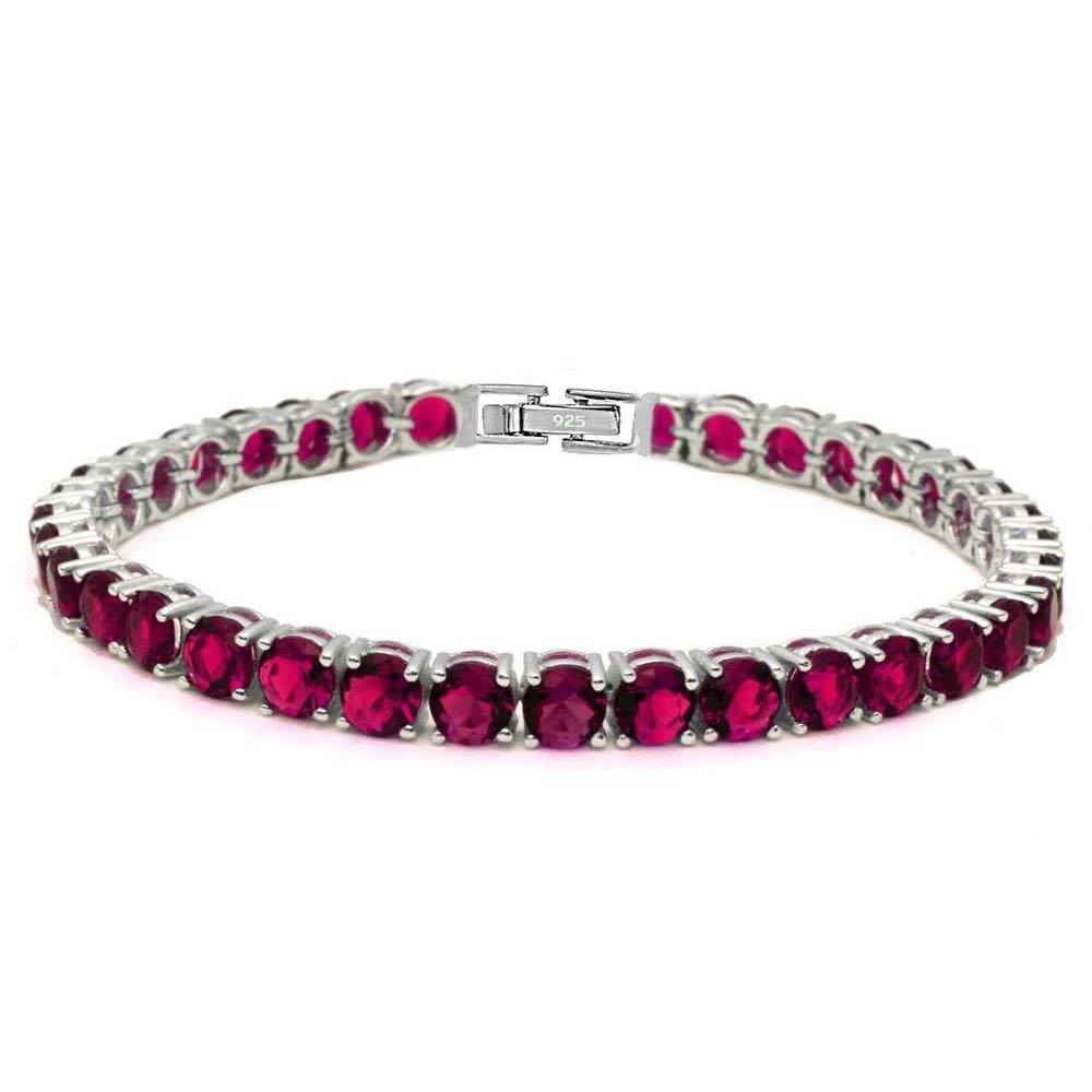 Sterling Silver 14.5CT Round Ruby Bracelet