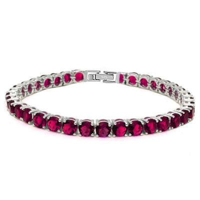 Sterling Silver 14.5CT Round Ruby Bracelet