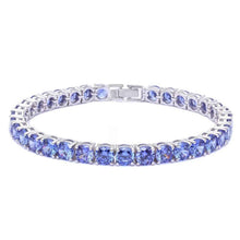 Load image into Gallery viewer, Sterling Silver 14.5CT Round Tanzanite Bracelet