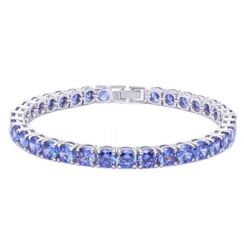 Sterling Silver 14.5CT Round Tanzanite Bracelet