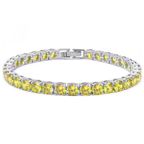 Sterling Silver Round 14.5CT Yellow Topaz Bracelet