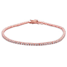 Load image into Gallery viewer, Sterling Silver Rose Gold Plated 4 prong Tennis Cz Bracelet