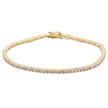 Load image into Gallery viewer, Sterling Silver Yellow Gold Plated 4 prong Tennis Cz Bracelet