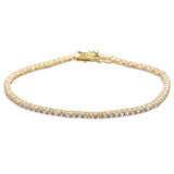 Sterling Silver Yellow Gold Plated 4 prong Tennis Cz Bracelet