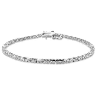 Sterling Silver Bezel Set Cubic Zirconia Bracelet