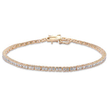 Load image into Gallery viewer, Sterling Silver Yellow Gold Plated Bezel Set Cz Bracelet