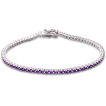 Load image into Gallery viewer, Sterling Silver Elegant Round Amethyst .925 Tennis BraceletAnd Length 7 inch