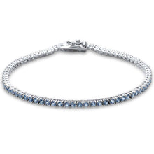 Load image into Gallery viewer, Sterling Silver Elegant Round Aquamarine .925 Tennis BraceletAnd Length 7 inch