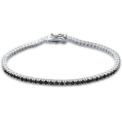 Sterling Silver Elegant Round Black Onyx .925 Tennis BraceletAnd Length 7 inch