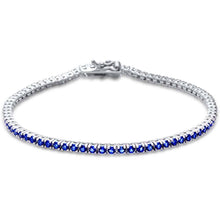 Load image into Gallery viewer, Sterling Silver Elegant Round Blue Sapphire .925 Tennis BraceletAnd Length 7 inch