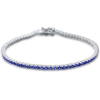 Sterling Silver Elegant Round Blue Sapphire .925 Tennis BraceletAnd Length 7 inch