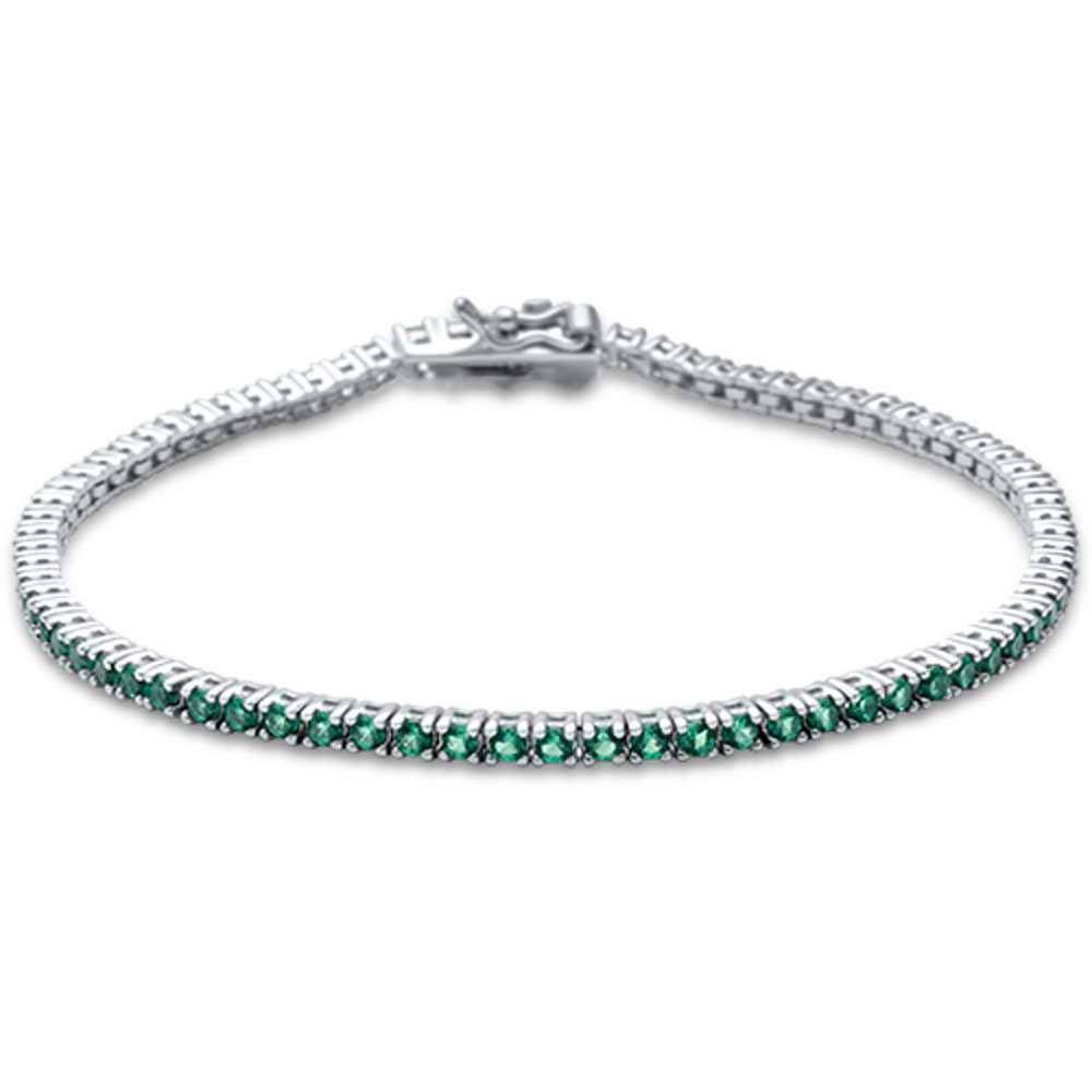 Sterling Silver Elegant Round Emerald .925 Tennis BraceletAnd Length 7 inch