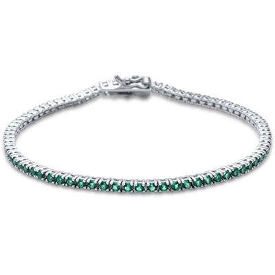 Sterling Silver Elegant Round Emerald .925 Tennis BraceletAnd Length 7 inch