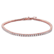 Load image into Gallery viewer, Sterling Silver Rose Gold Plated 4 prong Tennis Cz Bracelet