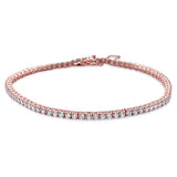 Sterling Silver Rose Gold Plated 4 prong Tennis Cz Bracelet