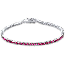 Load image into Gallery viewer, Sterling Silver Elegant Round Ruby .925 Tennis BraceletAnd Length 7 inch