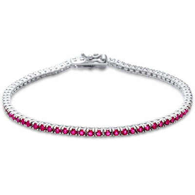 Sterling Silver Elegant Round Ruby .925 Tennis BraceletAnd Length 7 inch