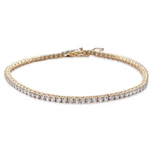Load image into Gallery viewer, Sterling Silver Yellow Gold Plated 4 prong Tennis Cz Bracelet