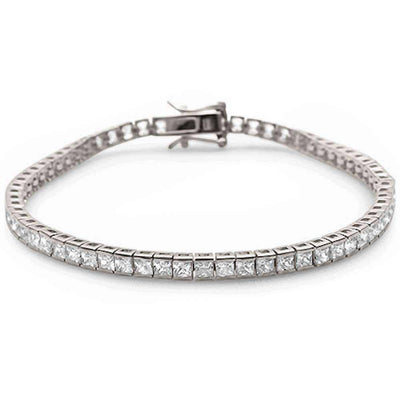Sterling Silver Bezel Set Cubic Zirconia Bracelet