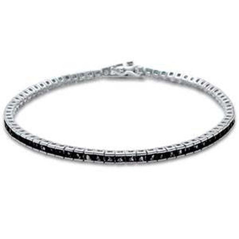 Sterling Silver Elegant Princess Black Onyx .925 Tennis BraceletAnd Length 7.5 inch