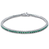 Sterling Silver Elegant Princess Emerald .925 Tennis BraceletAnd Length 7.5 inch