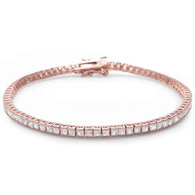 Load image into Gallery viewer, Sterling Silver Rose Gold Plated Bezel Set Cubic Zirconia Bracelet