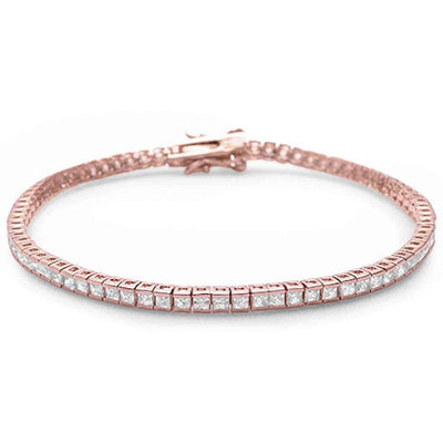 Sterling Silver Rose Gold Plated Bezel Set Cubic Zirconia Bracelet
