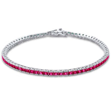 Load image into Gallery viewer, Sterling Silver Elegant Princess Ruby .925 Tennis BraceletAnd Length 7.5 inch