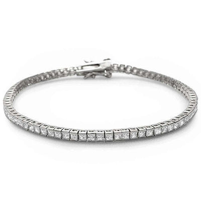 Sterling Silver Bezel Set Cubic Zirconia Bracelet