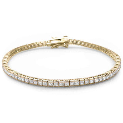 Sterling Silver Yellow Gold Plated Bezel Set Cubic Zirconia Bracelet