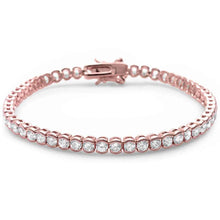 Load image into Gallery viewer, Sterling Silver Rose Gold Plated Half Bezel Set Cubic Zirconia Bracelet