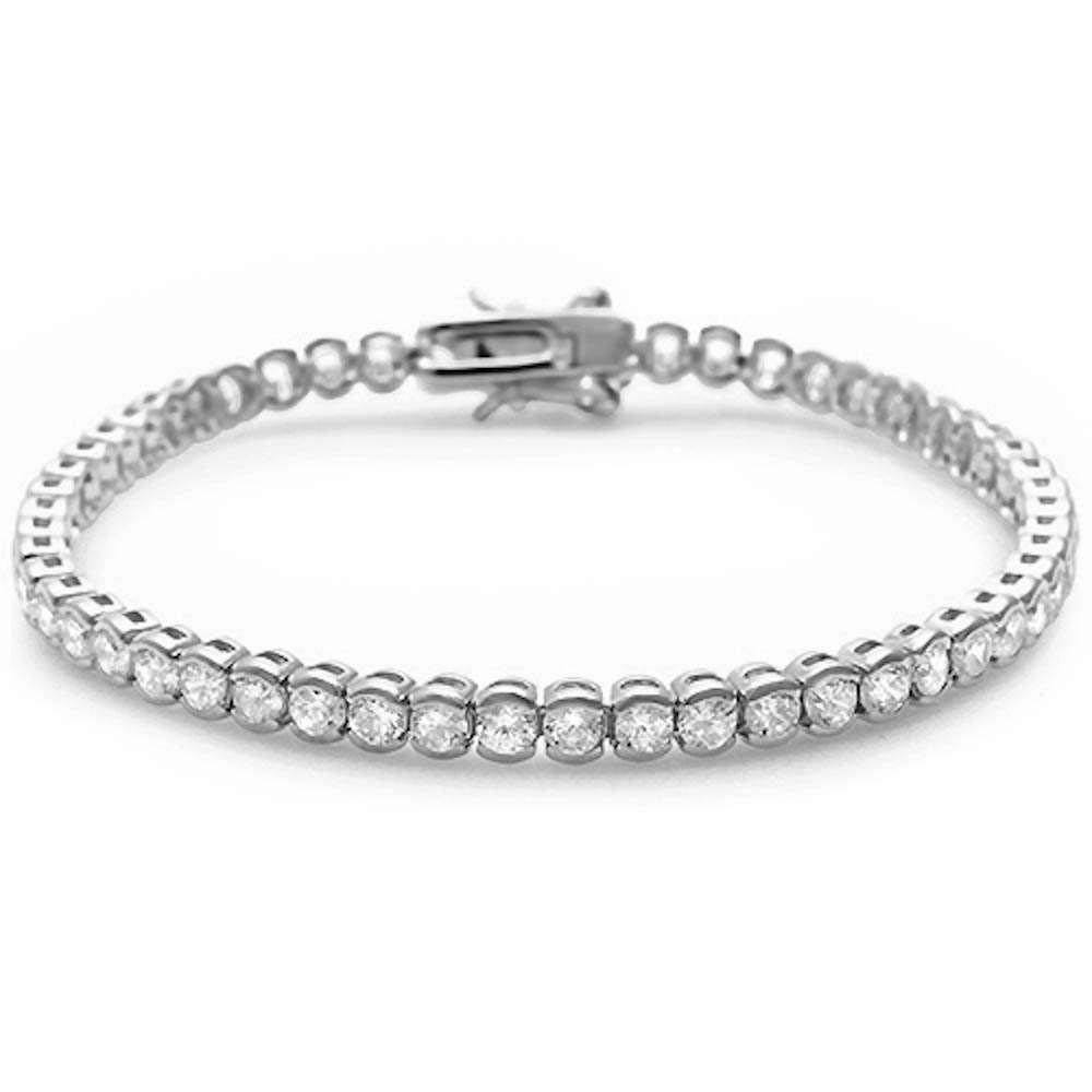 Sterling Silver Half Bezel Set Cubic Zirconia Bracelet