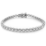 Sterling Silver Round Fine Bezel Set Cubic Zirconia Bracelet