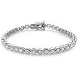 Sterling Silver Round Bezel Cubic Zirconia Bracelet