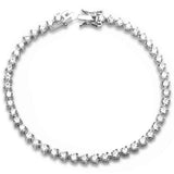 Sterling Silver 3 Prong Round Cubic Zirconia Bracelet