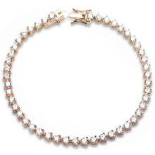 Load image into Gallery viewer, Sterling Silver Rose Gold Plated 3 Prong Cubic Zirconia Bracelet