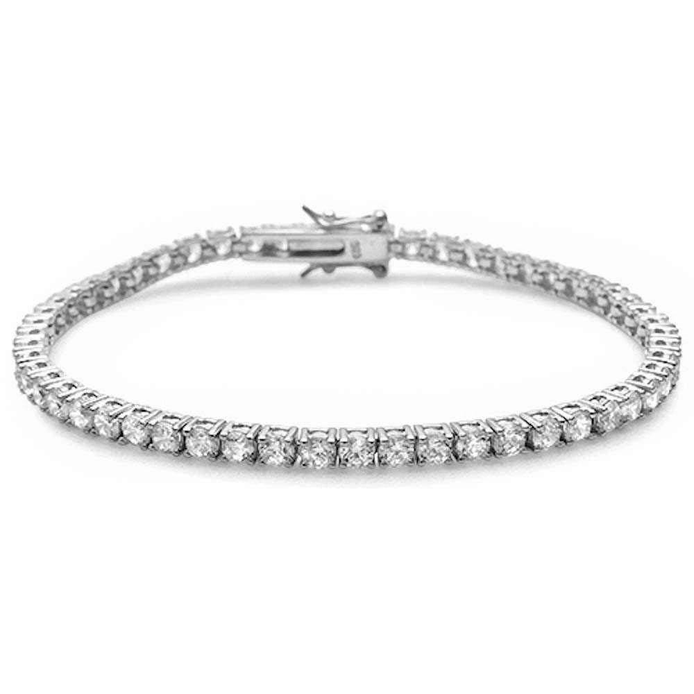 Sterling Silver 4 Prong Round Cubic Zirconia Bracelet