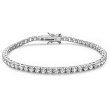 Load image into Gallery viewer, Sterling Silver 4 Prong Round Cubic Zirconia Bracelet