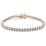 Sterling Silver Yellow Gold Plated 4 Prong Round Cubic Zirconia Bracelet