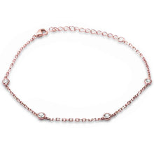 Load image into Gallery viewer, Sterling Silver Rose Gold Plated Bezel Set Cubic Zirconia Chain Bracelet