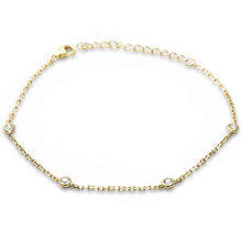 Load image into Gallery viewer, Sterling Silver Yellow Gold Plated Bezel Set Cubic Zirconia Chain Bracelet